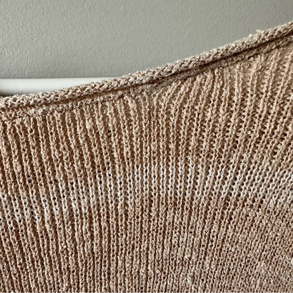 Free People Shipping News Oversized Tunic Sweater Women L Beige Tan Cozy Beachy - Picture 11 of 15